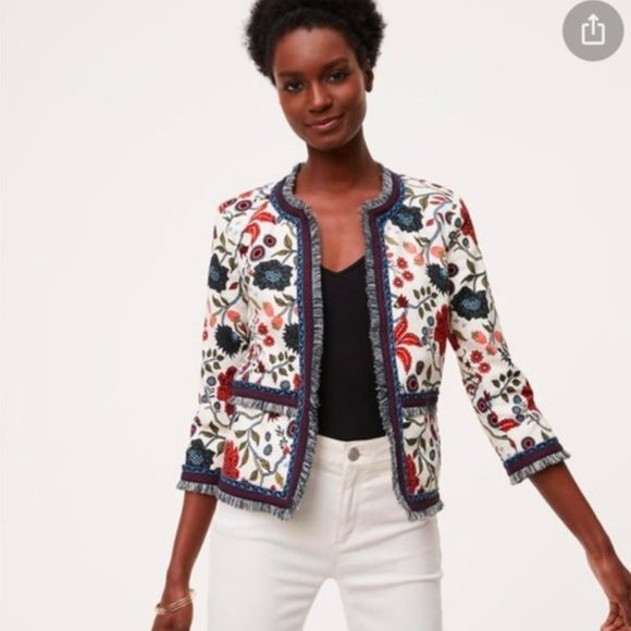 LOFT Jackets & Blazers - LOFT Blazer Jacket Fringe Strawberry Primavera